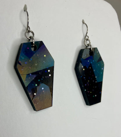 Holographic Coffin Resin Earrings