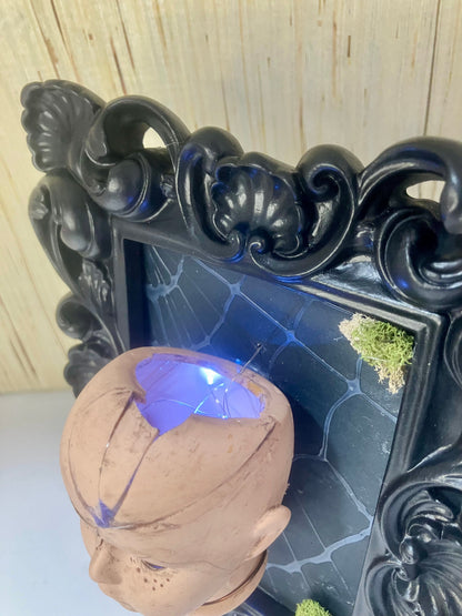 Light-Up Broken Doll Art — Framed Mixed Media