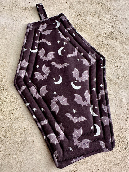 Coffin Pot Holder - Bats & Moons