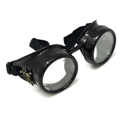 Mad Scientist Steampunk Goggles – Retro Industrial Cosplay Eyewear - red, blue, clear, green lenses