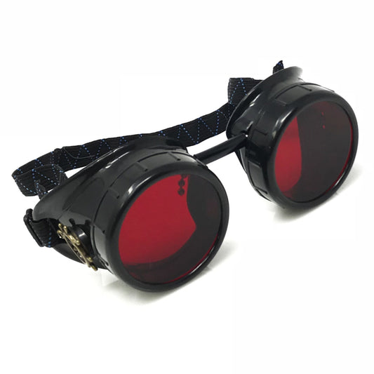 Mad Scientist Steampunk Goggles – Retro Industrial Cosplay Eyewear - red, blue, clear, green lenses