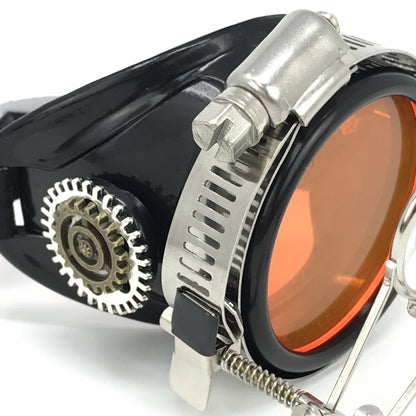 Mad Scientist - Steampunk Monocle with Magnifying Loupe – Victorian Eyepatch - neon pink, orange, green lenses