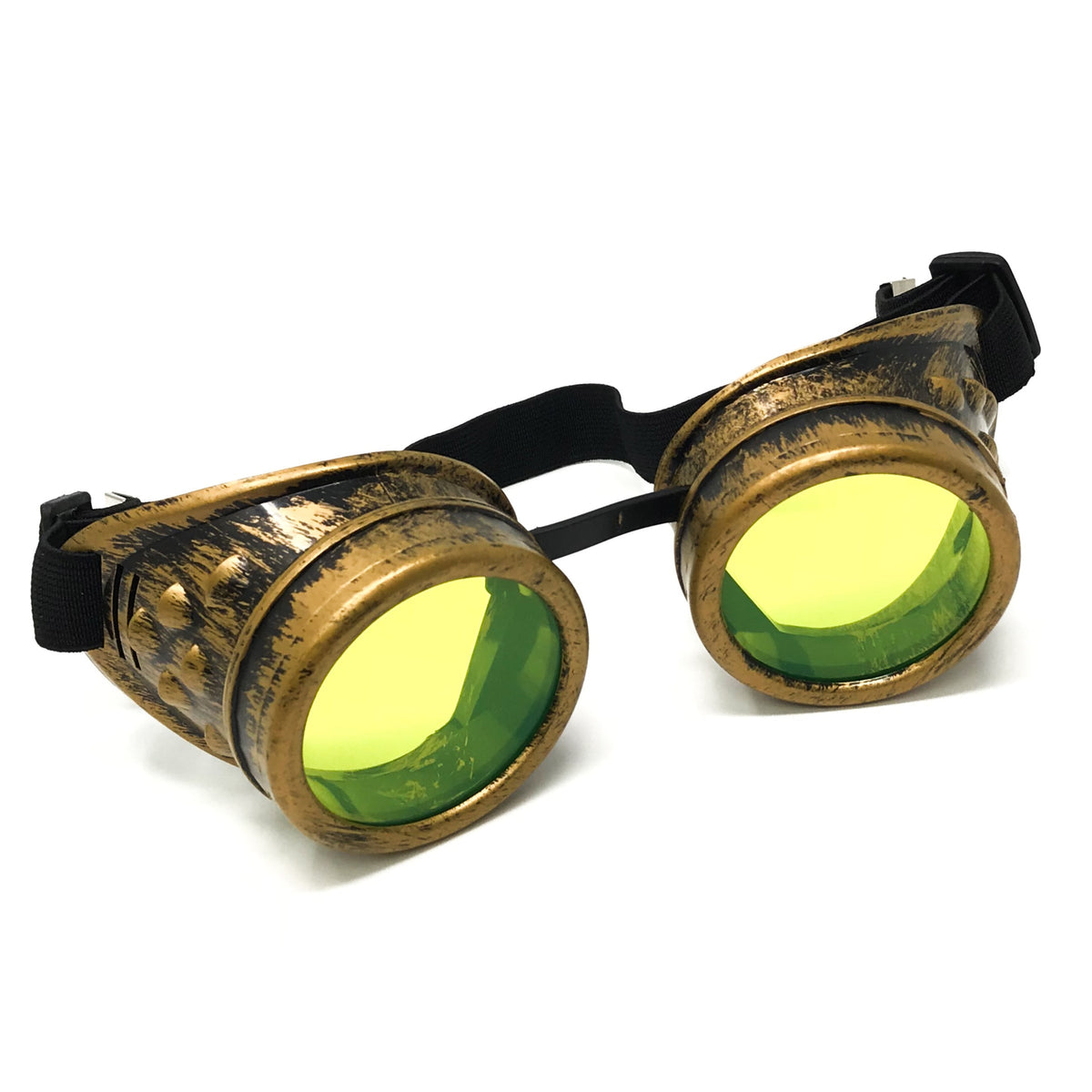 Wasteland Cyberpunk Goggles - Diffraction Lenses - neon pink, lime green, and neon orange lenses
