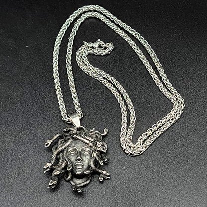 Gaze of the Medusa Cast Stainless Steel Pendant Necklace