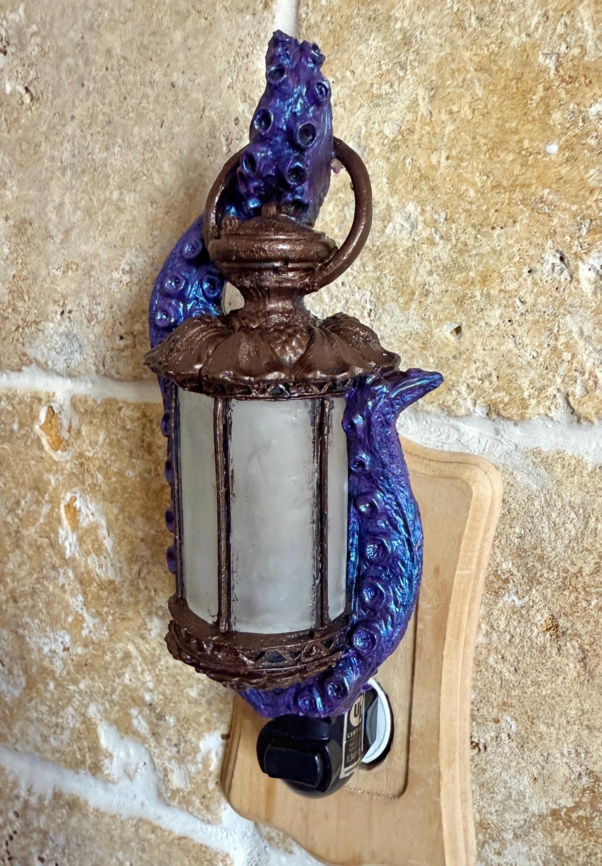 Tentacle Lantern Nightlight, Hand Painted Resin Sculpture | Nautical