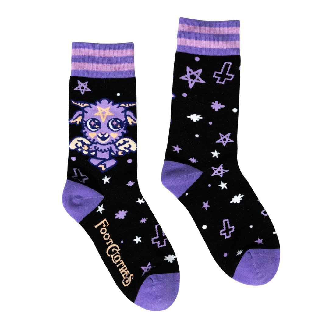 Cute and Baby Baphomet Socks and Pins Gift Pack