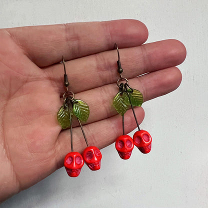 Blood Cherry Skull Earrings - Shadow Threadz Crypt