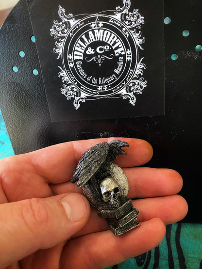 Raven Magnet, Hand Painted Resin Sculpture | Gothic Fantasy Decor