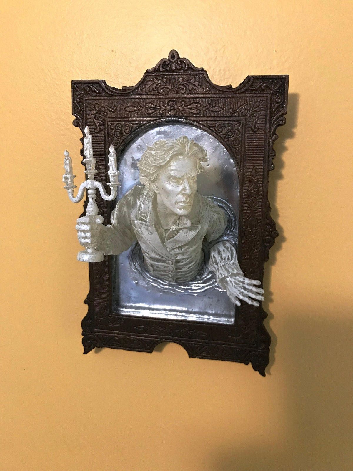 Gentleman Ghost in the Mirror Wall Plaque, Hand Painted Resin