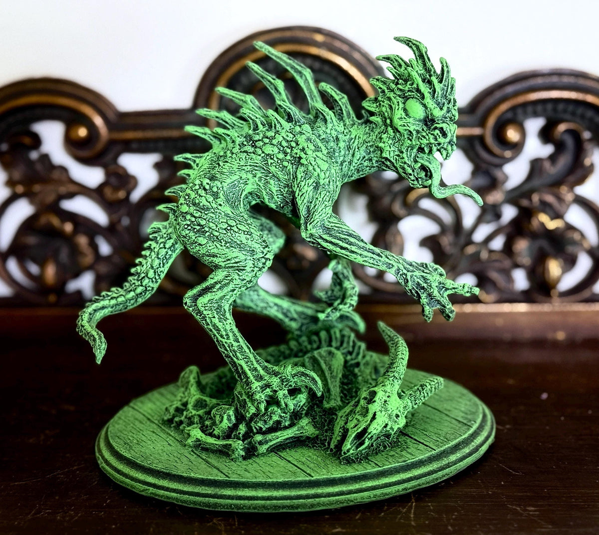 Chupacabra Statue, Hand Painted Resin Sculpture |Cryptozoology Creature