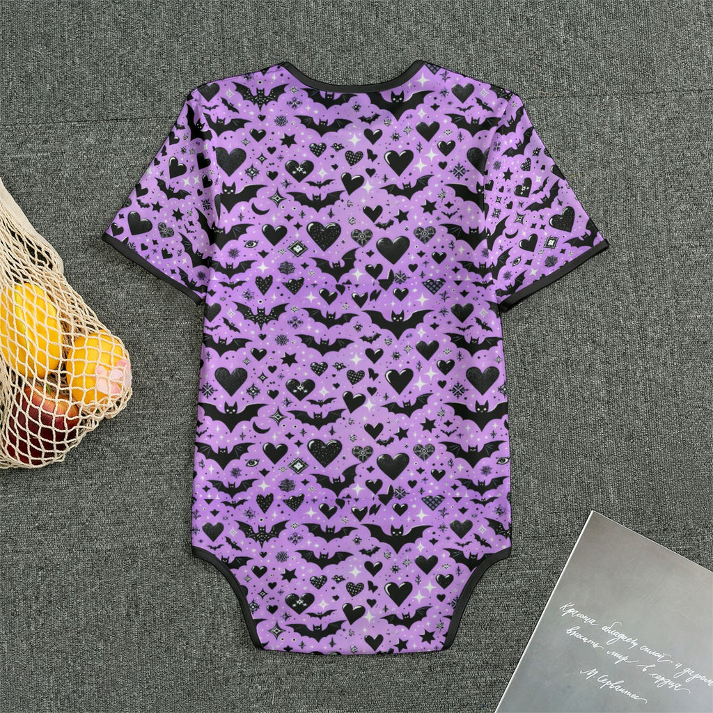 Batty Hearts Short Sleeve CuddleSuit - Shadow Threadz Crypt