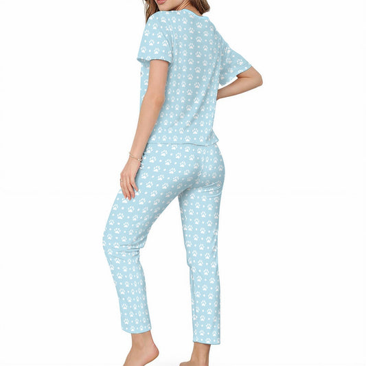 Soft Baby Blue Paw Bow Pajama Set - Shadow Threadz Crypt