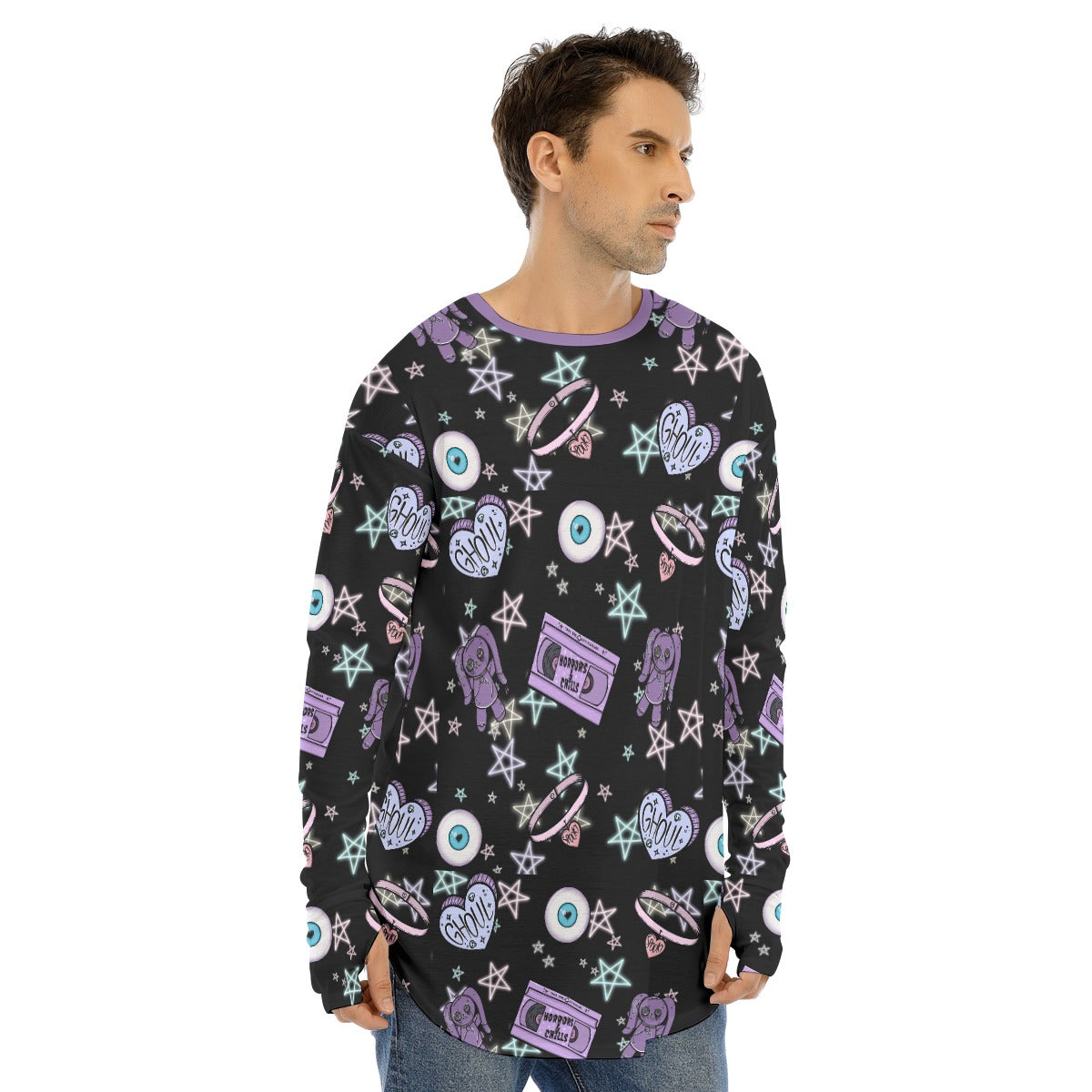 Ghoul Club Fingerless Long Sleeve Tee - Shadow Threadz Crypt