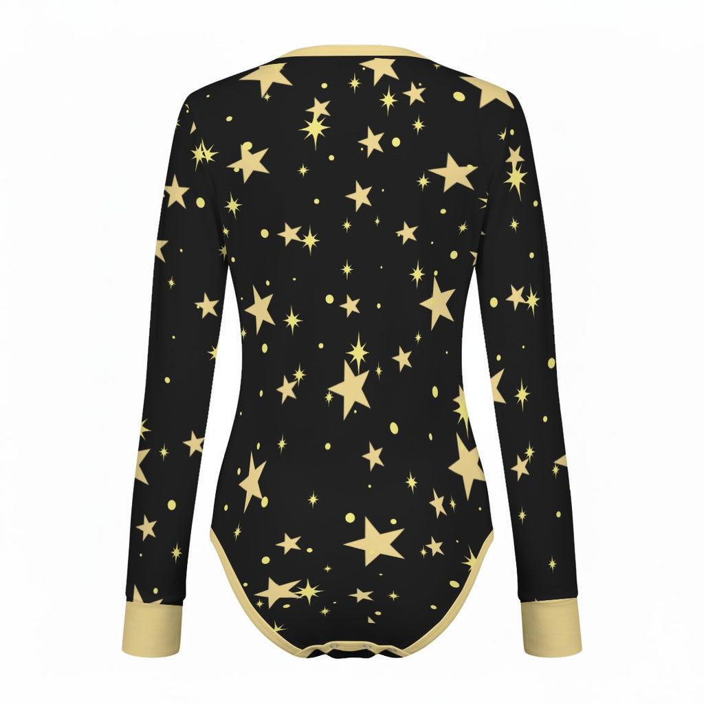 Golden Night Stars Long Sleeve CuddleSuit - Shadow Threadz Crypt