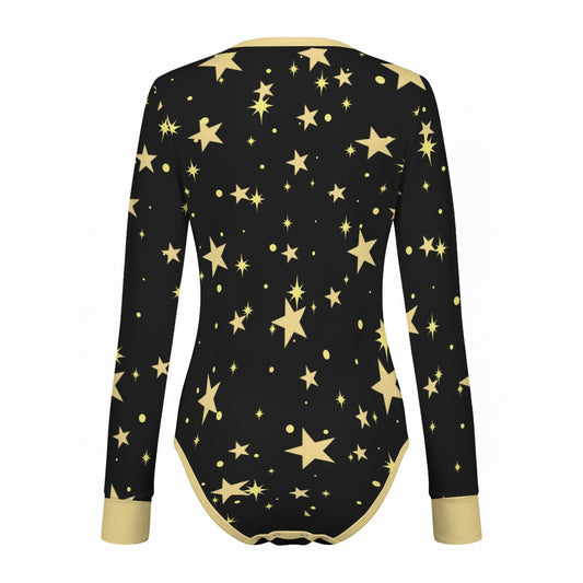 Golden Night Stars Long Sleeve CuddleSuit - Shadow Threadz Crypt