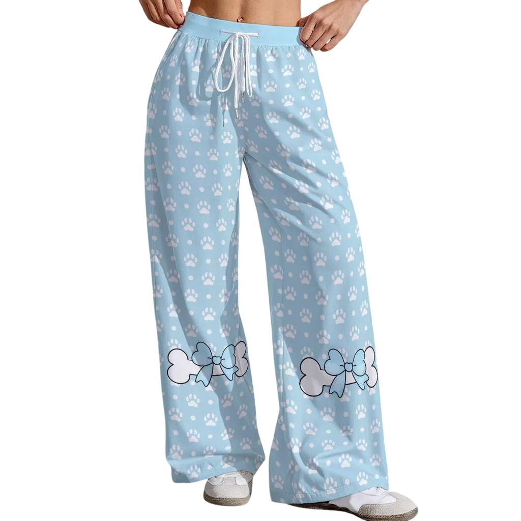 Soft Baby Blue Paw Bow Lounge Pants