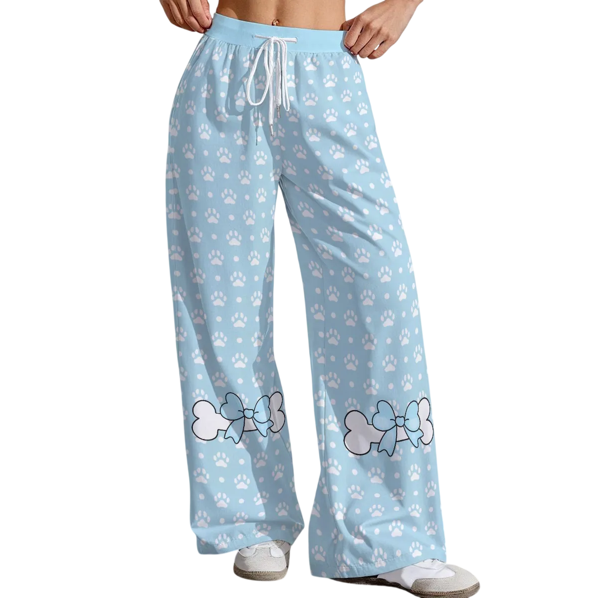 Soft Baby Blue Paw Bow Lounge Pants - Shadow Threadz Crypt