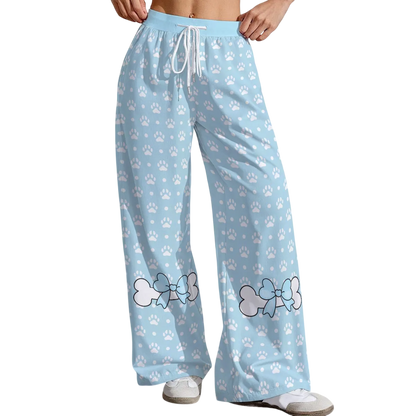 Soft Baby Blue Paw Bow Lounge Pants - Shadow Threadz Crypt