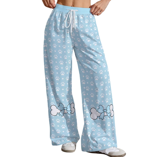 Soft Baby Blue Paw Bow Lounge Pants - Shadow Threadz Crypt