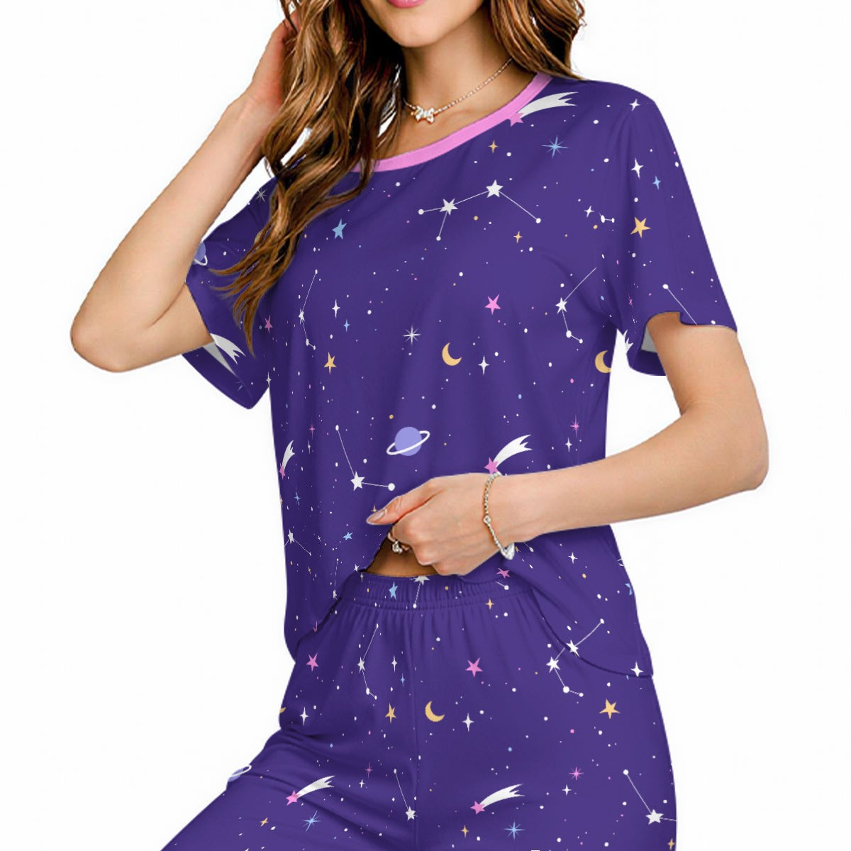 Soft Starry Night Cute Pajama Set