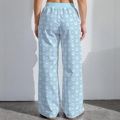 Soft Baby Blue Paw Bow Lounge Pants - Shadow Threadz Crypt