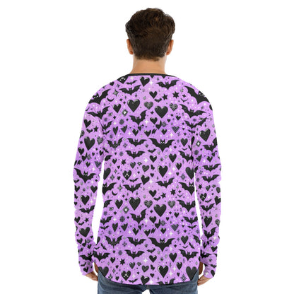 Batty Hearts Fingerless Long Sleeve Tee - Shadow Threadz Crypt