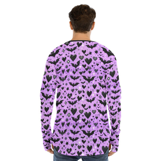 Batty Hearts Fingerless Long Sleeve Tee - Shadow Threadz Crypt