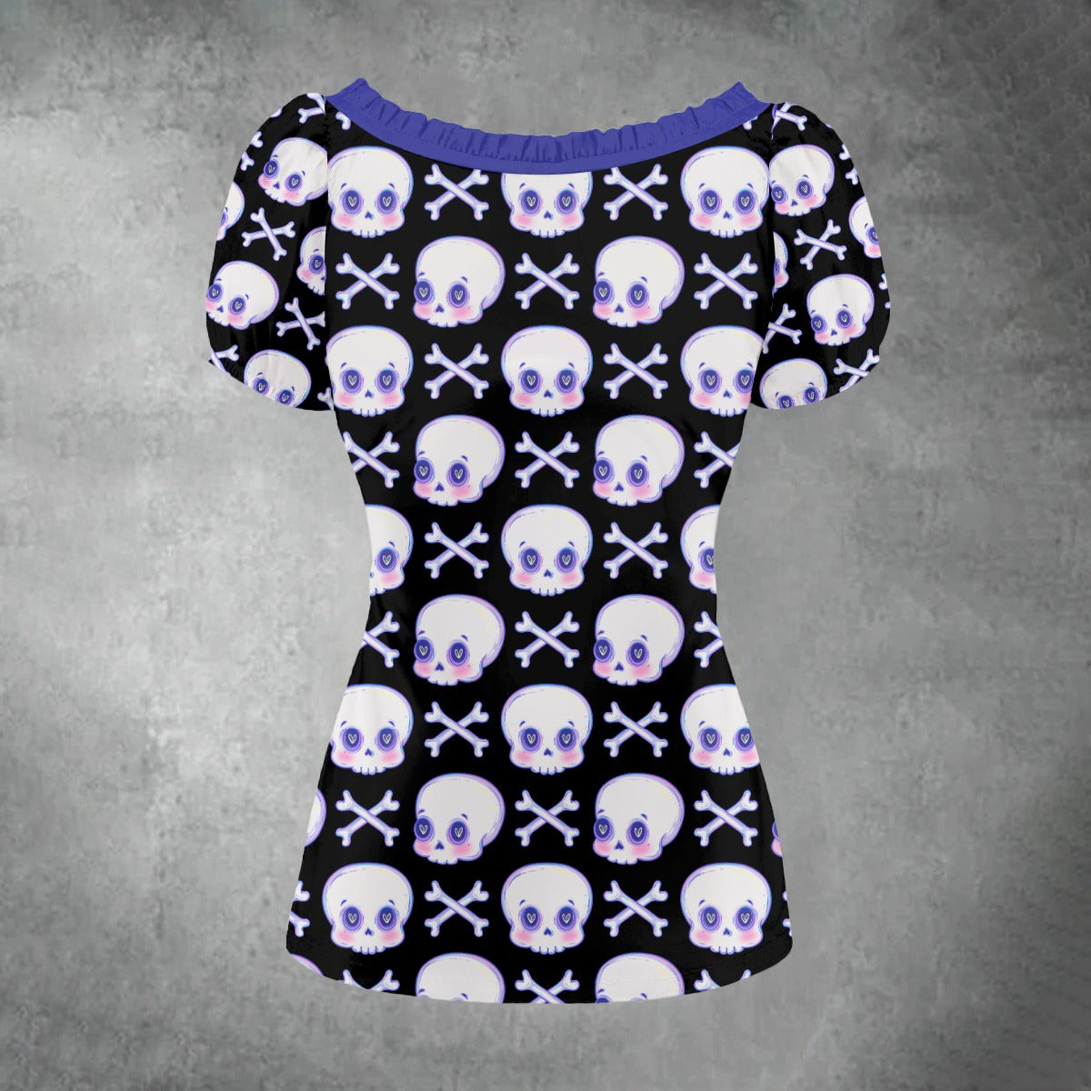 Sweetheart Skull Puff Sleeve Blouse - Shadow Threadz Crypt