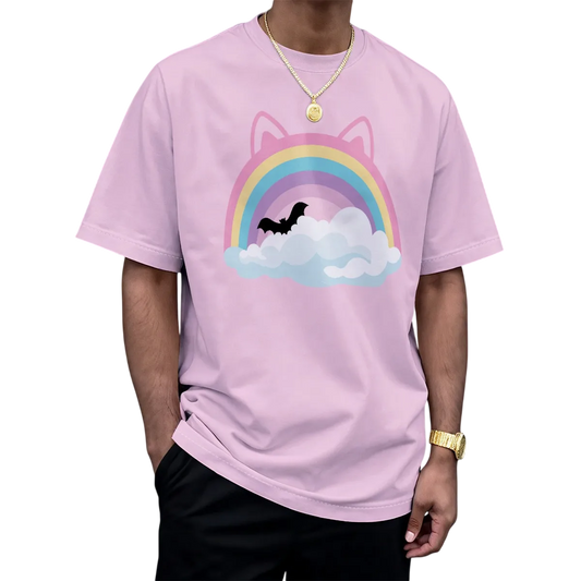 Pastel Bat Kitty Rainbow Play Tee
