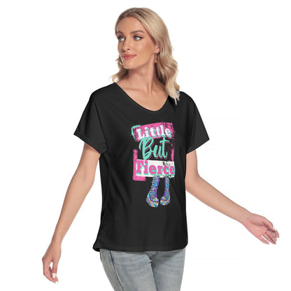Little But Fierce V-Neck Play Tee - Shadow Threadz Crypt