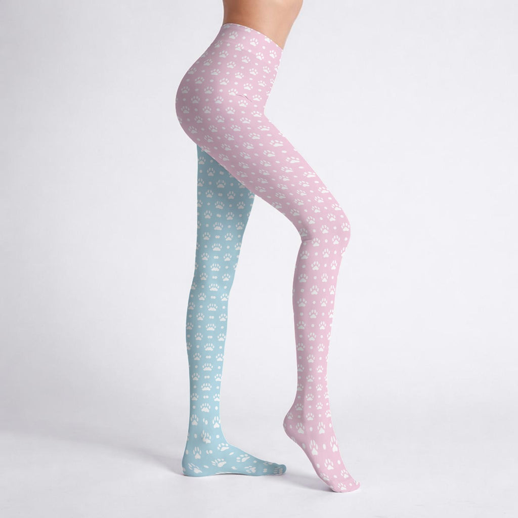 Sweet Pastel Puppy Paws Stretch Tights
