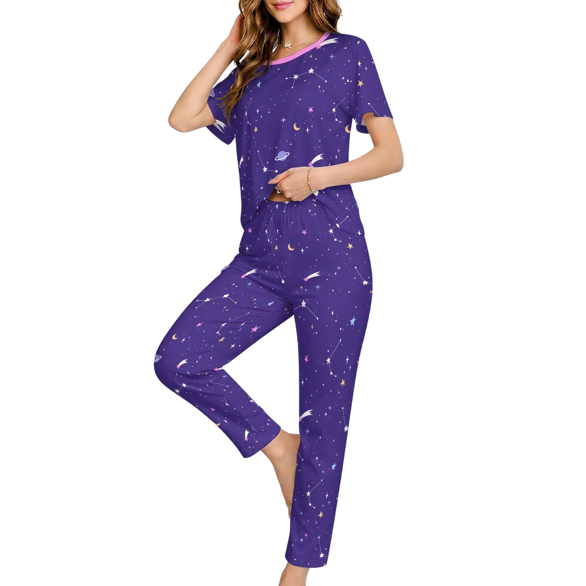 Soft Starry Night Cute Pajama Set