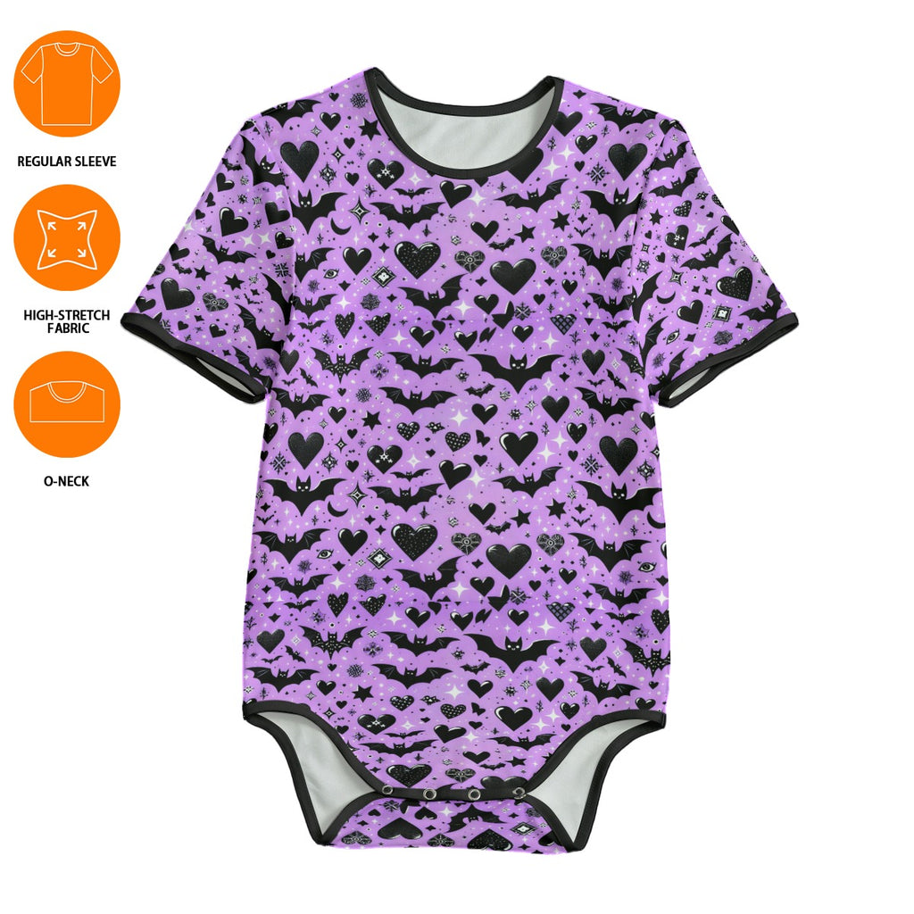 Batty Hearts Short Sleeve CuddleSuit - Shadow Threadz Crypt