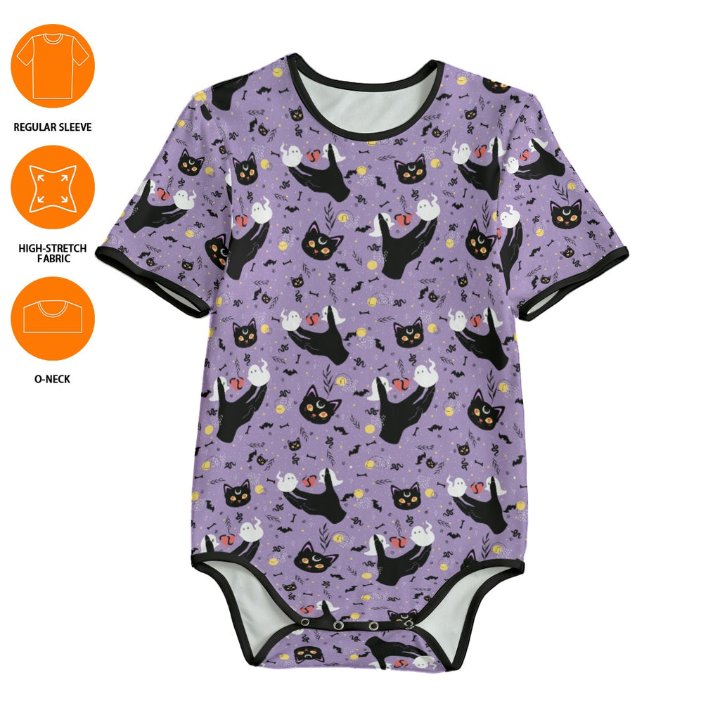 Midnight Familiar Short Sleeve CuddleSuit - Shadow Threadz Crypt