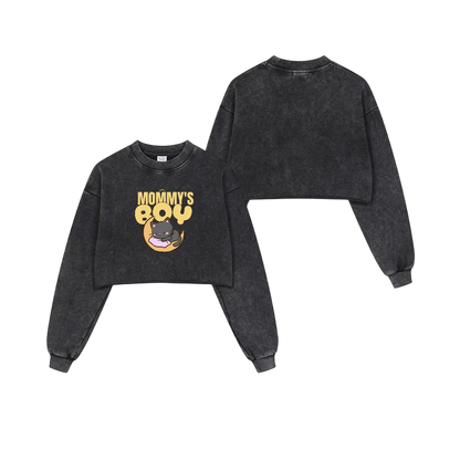 Mommy's Boy Cropped Cotton Hoodie - Shadow Threadz Crypt