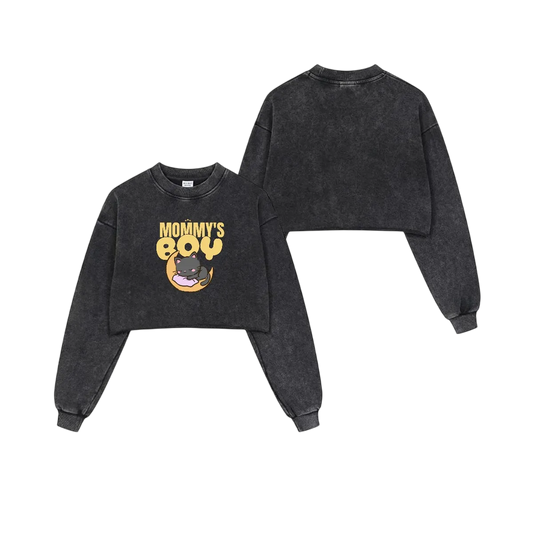 Mommy's Boy Cropped Cotton Hoodie - Shadow Threadz Crypt