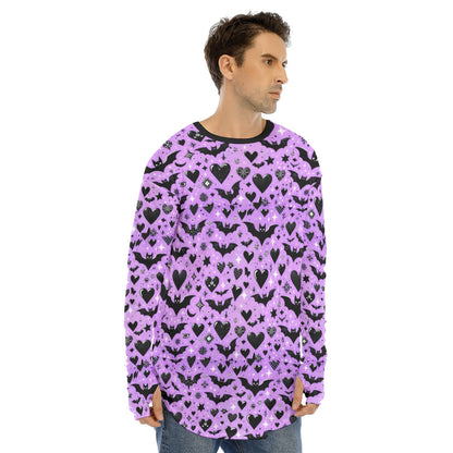 Batty Hearts Fingerless Long Sleeve Tee - Shadow Threadz Crypt