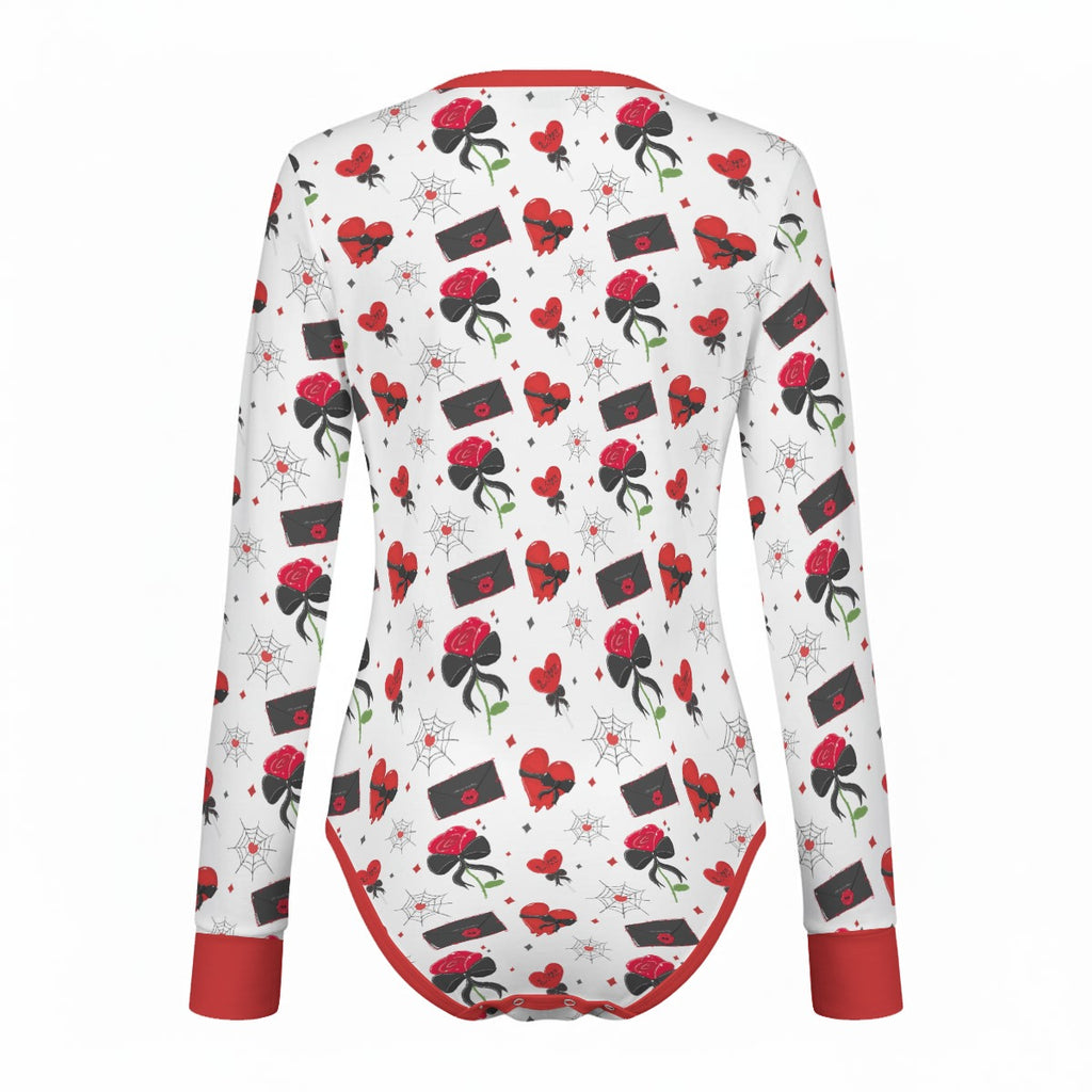 Crimson Love Letters Long Sleeve CuddleSuit