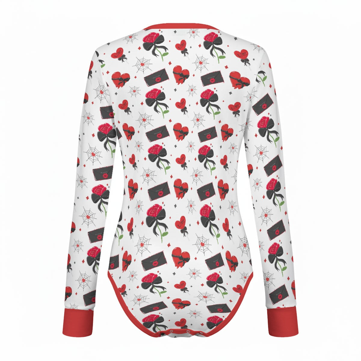 Crimson Love Letters Long Sleeve CuddleSuit