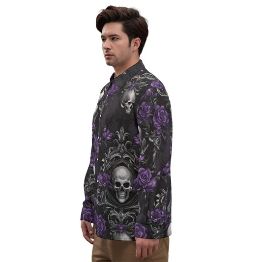 Petals & Decay Unisex Long Sleeve Silk Shirt - Shadow Threadz Crypt