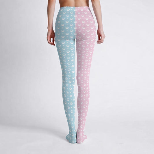 Sweet Pastel Puppy Paws Stretch Tights - Shadow Threadz Crypt