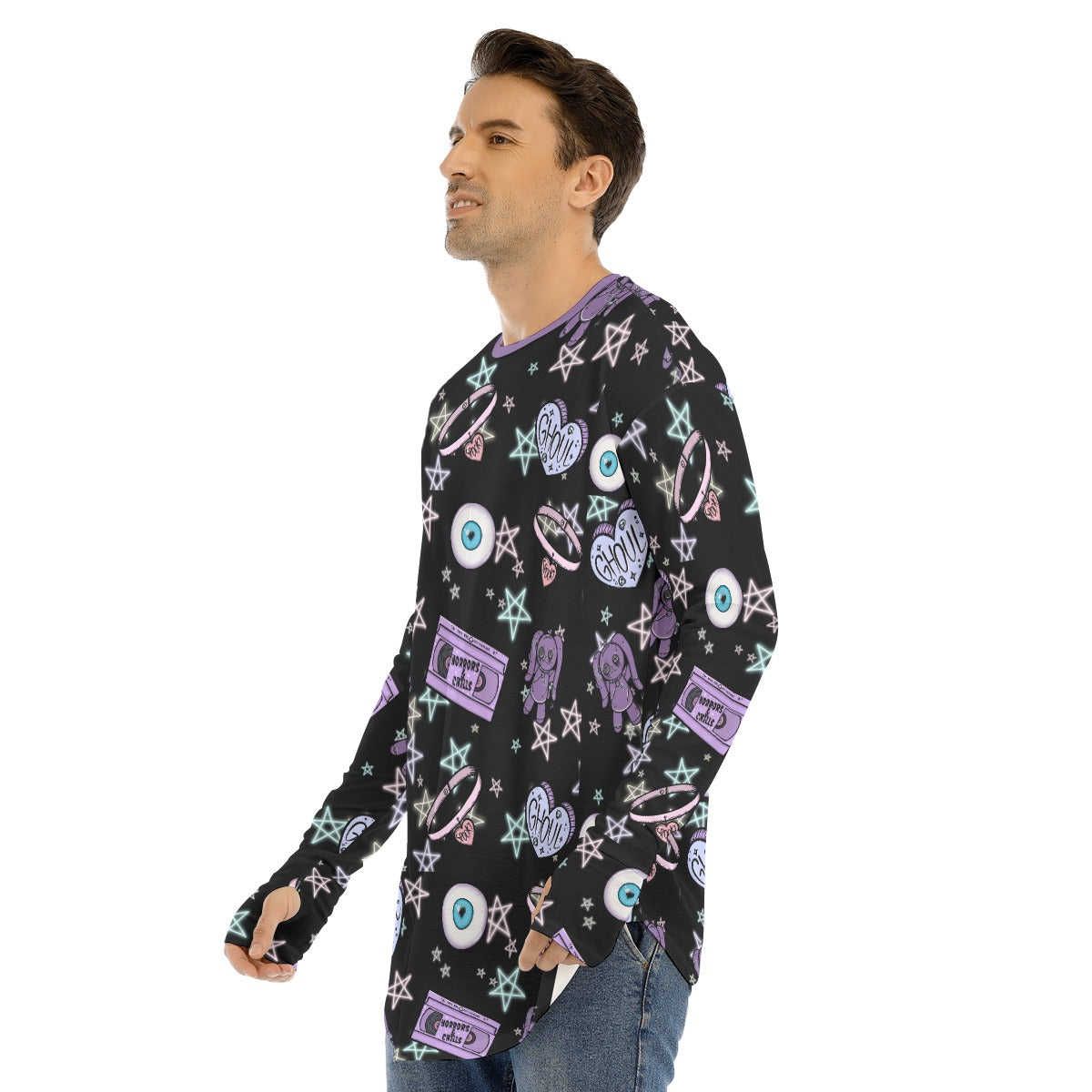 Ghoul Club Fingerless Long Sleeve Tee - Shadow Threadz Crypt