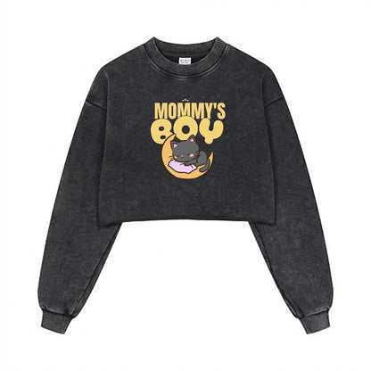 Mommy's Boy Cropped Cotton Hoodie - Shadow Threadz Crypt
