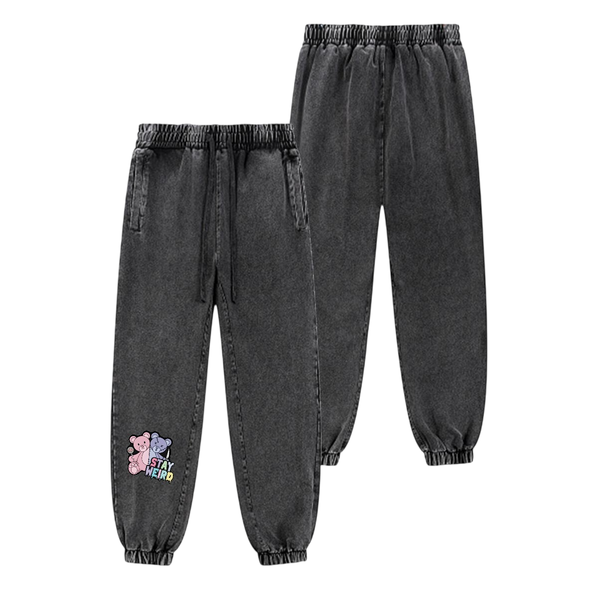 Stay Weird Vintage Wash Joggers - Shadow Threadz Crypt
