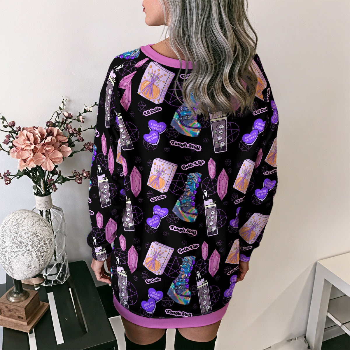Spellbound Brat Lace-Up SweaterDress - Shadow Threadz Crypt