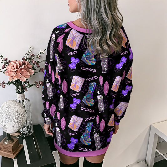 Spellbound Brat Lace-Up SweaterDress - Shadow Threadz Crypt