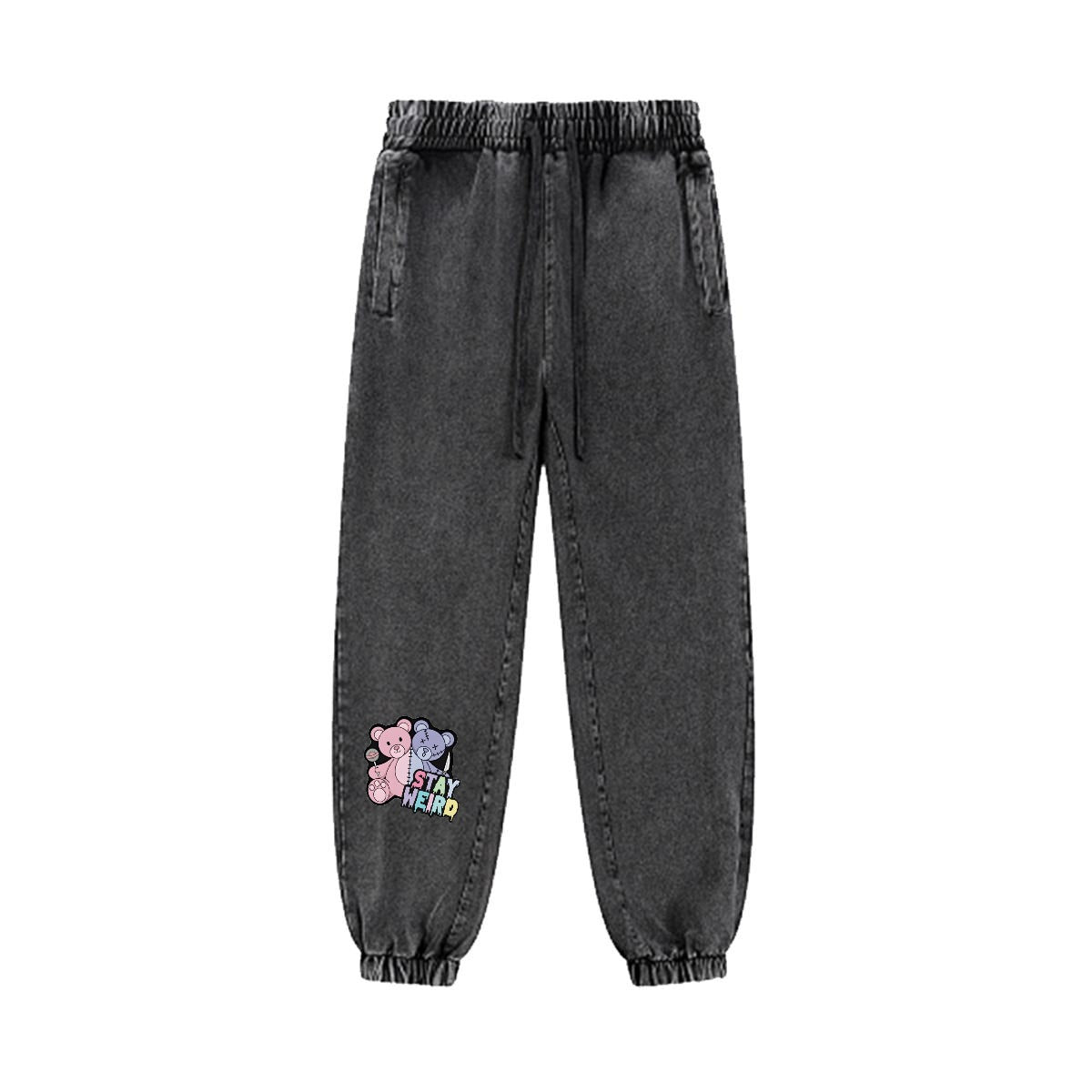 Stay Weird Vintage Wash Joggers - Shadow Threadz Crypt