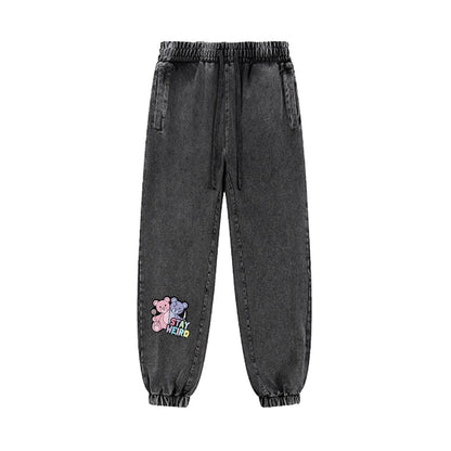 Stay Weird Vintage Wash Joggers - Shadow Threadz Crypt