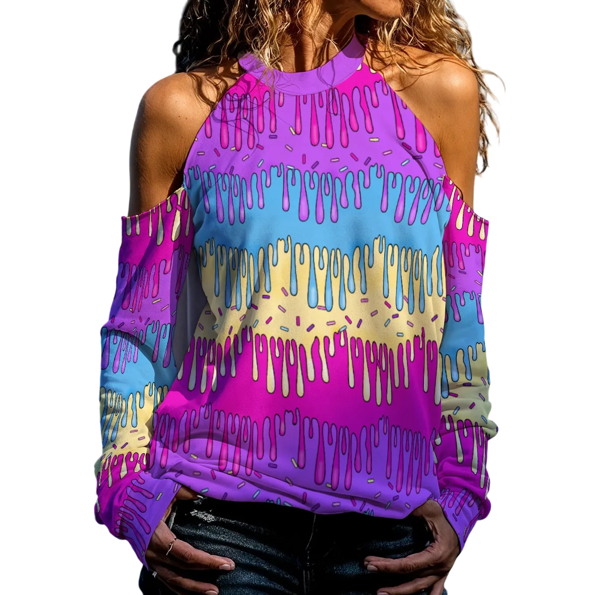 Melted Candy Dream Cold Shoulder Play Sweater