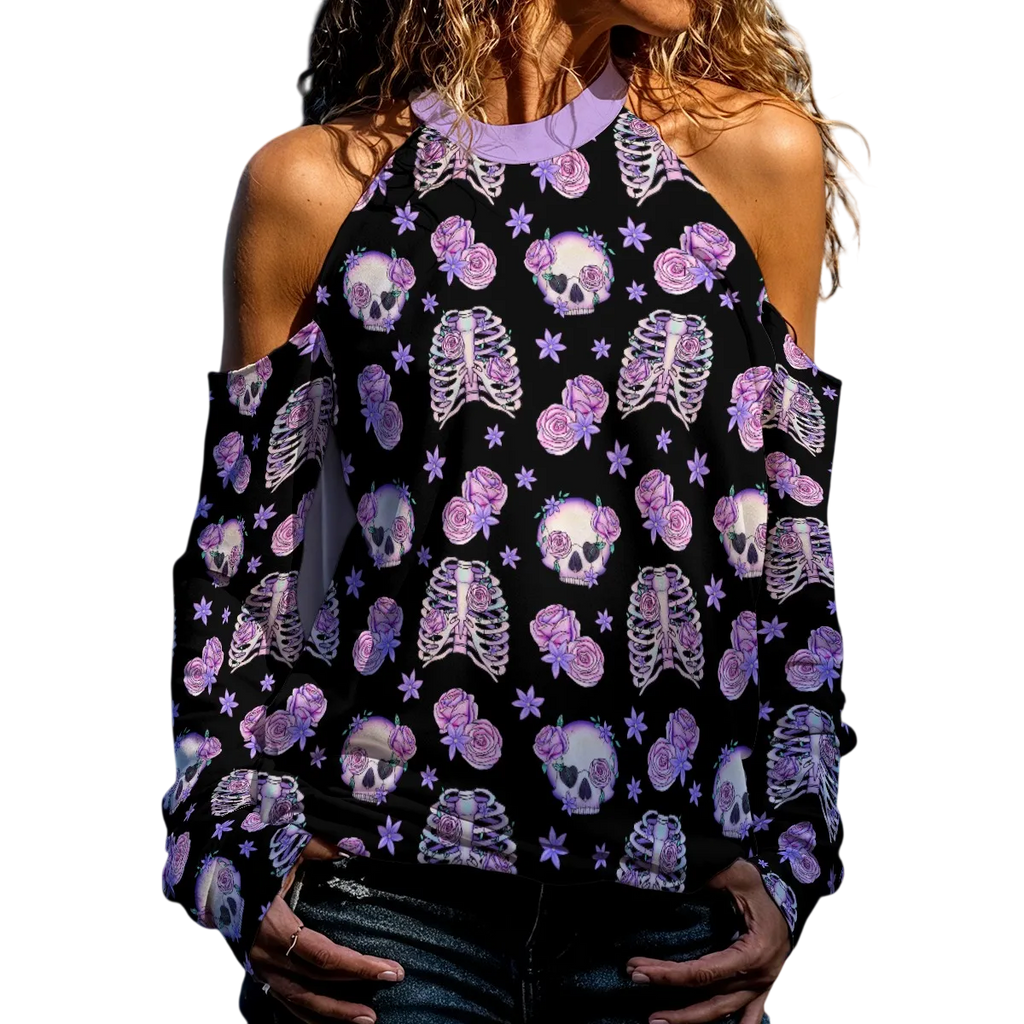 Bones & Roses Cold Shoulder Play Sweater